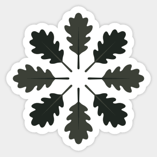 Radial Oak Leaves (Black) Sticker